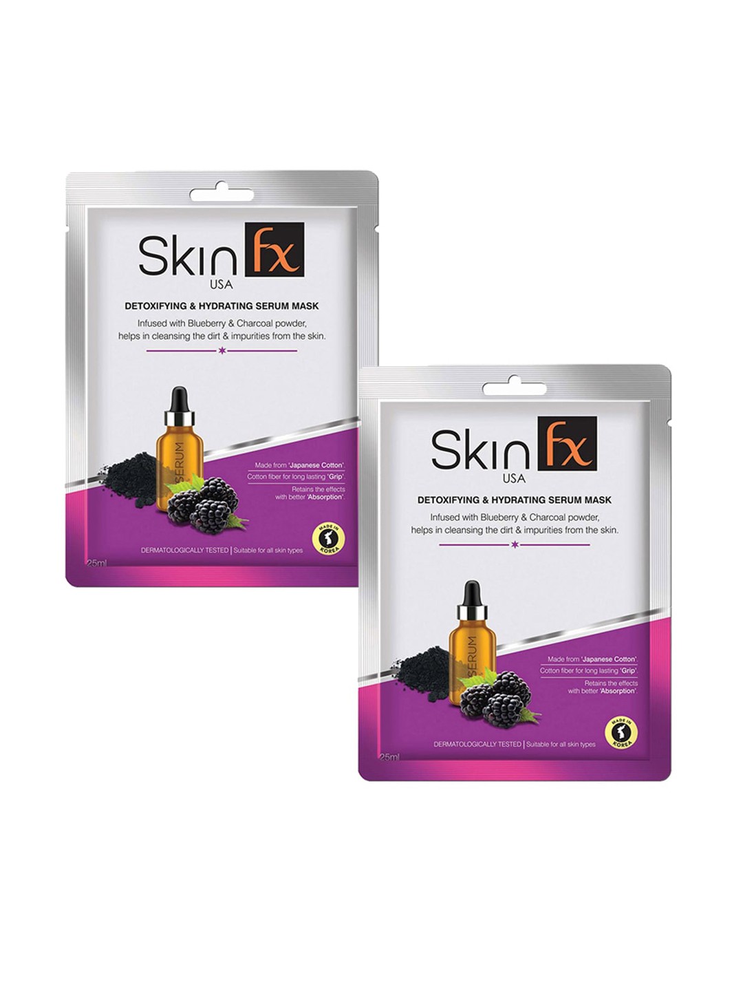 

Skin Fx Set of 2 Detoxifying & Hydrating Serum Masks, White
