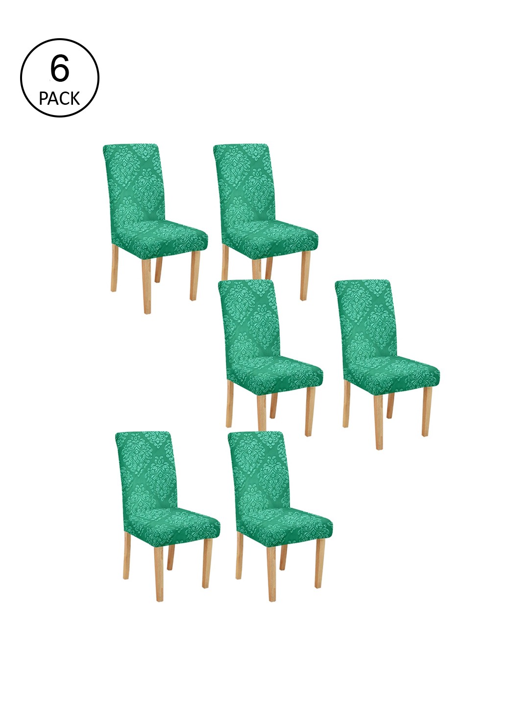 

Cortina Set Of 6 Printed Chair Covers, Green
