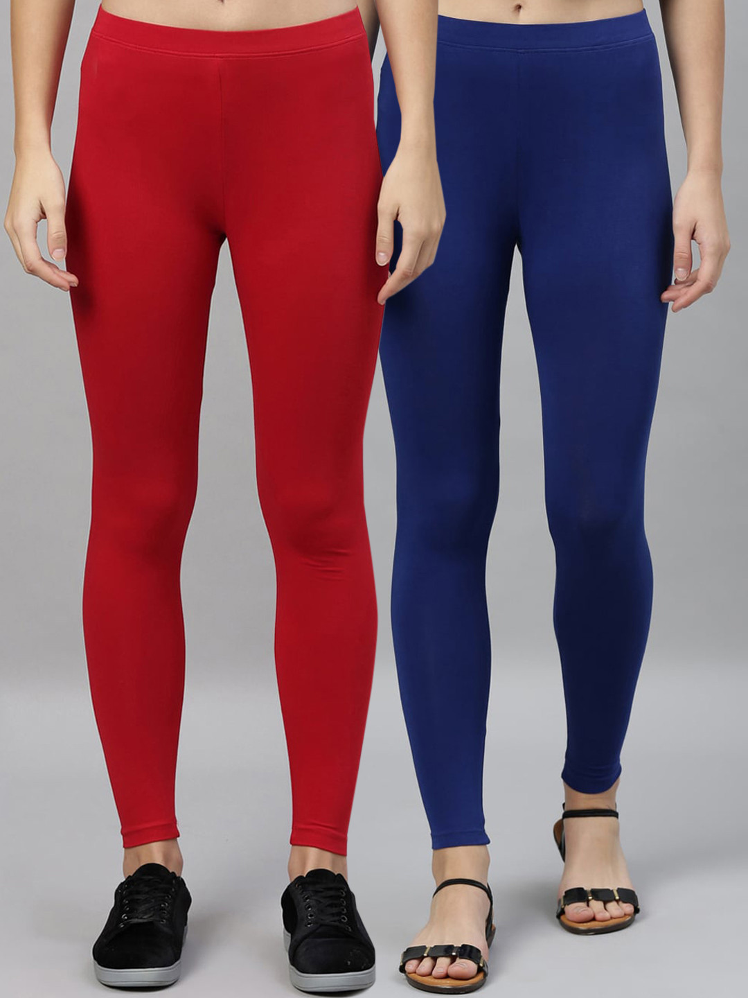 

Kryptic Women Pack of 2 Solid Ankle-Length Leggings, Blue