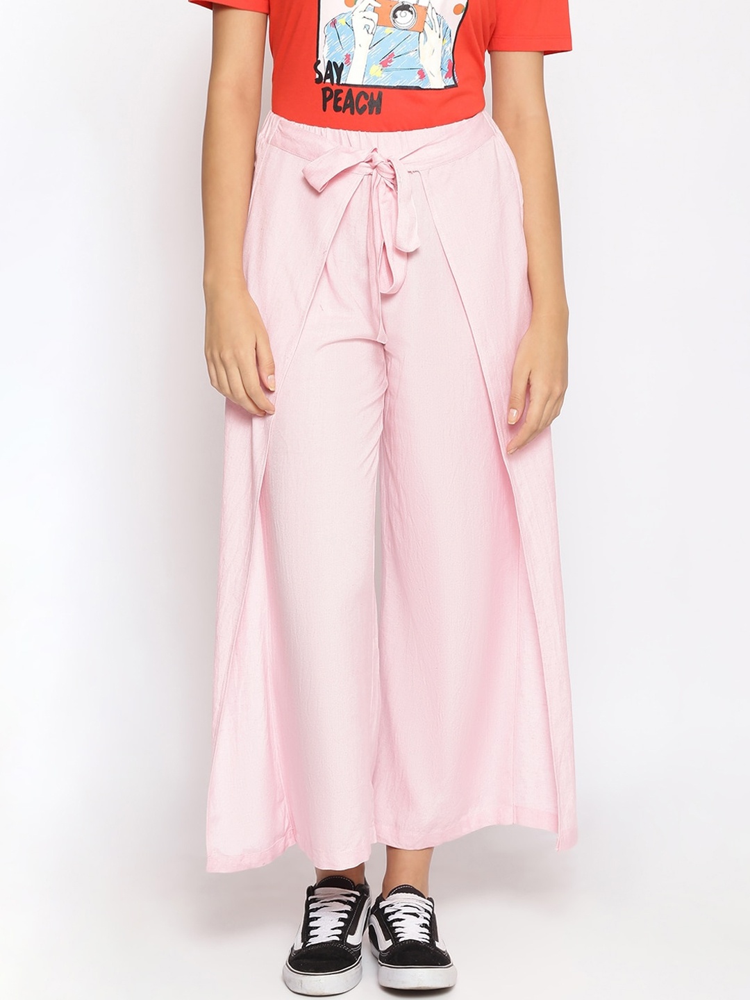 

Oxolloxo Women Pink Regular Fit Solid Culottes