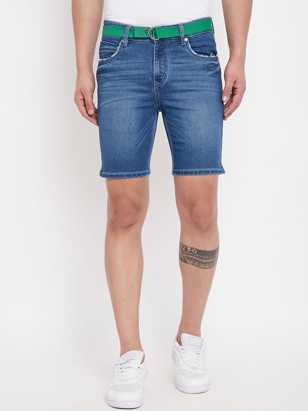 

Canary London Men Blue Washed Regular Fit Denim Shorts