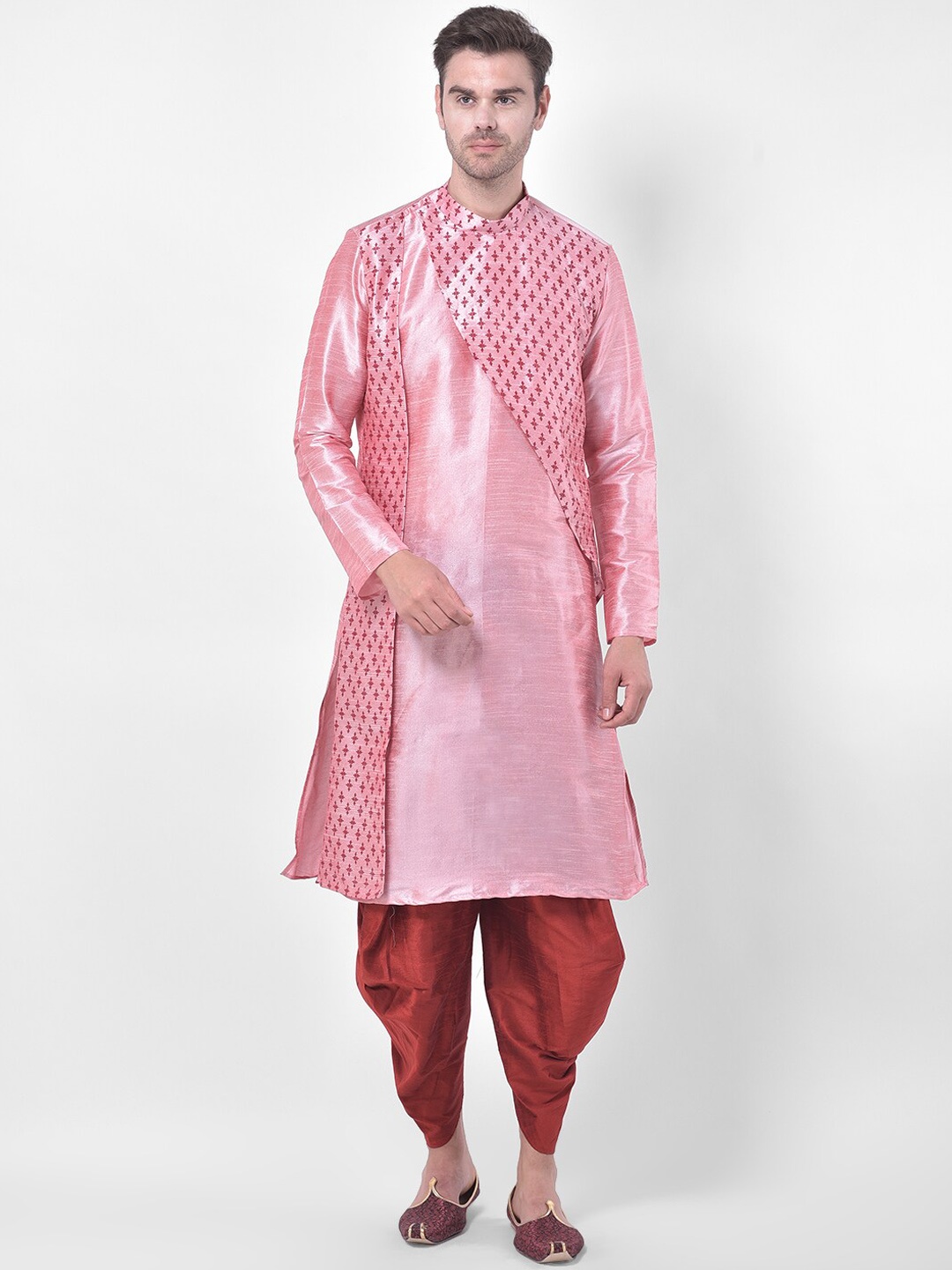 DEYANN Men Pink Ethnic Motifs Printed Kurta