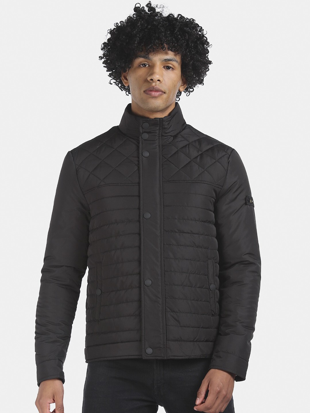 

Arrow Sport Men Black Solid Quilted Jacket