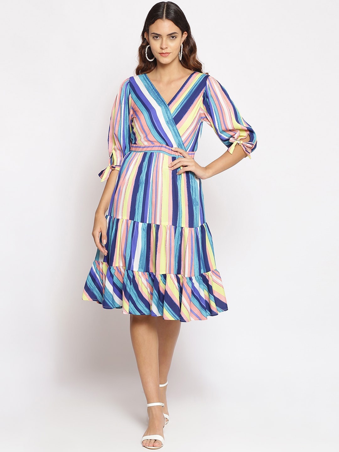 

Oxolloxo Multicoloured Striped Satin Dress, Multi
