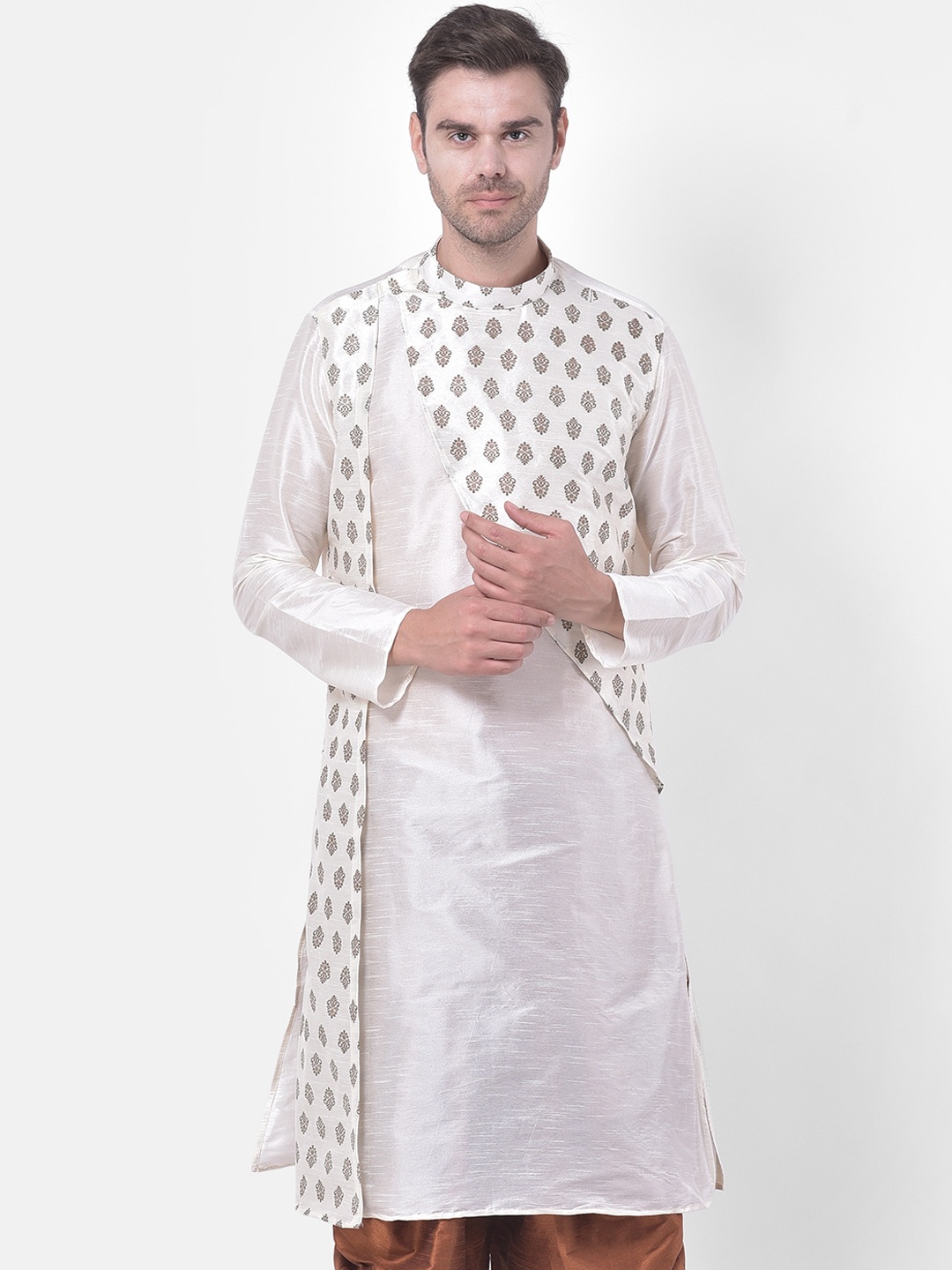 DEYANN Men Off White Ethnic Motifs Printed Kurta