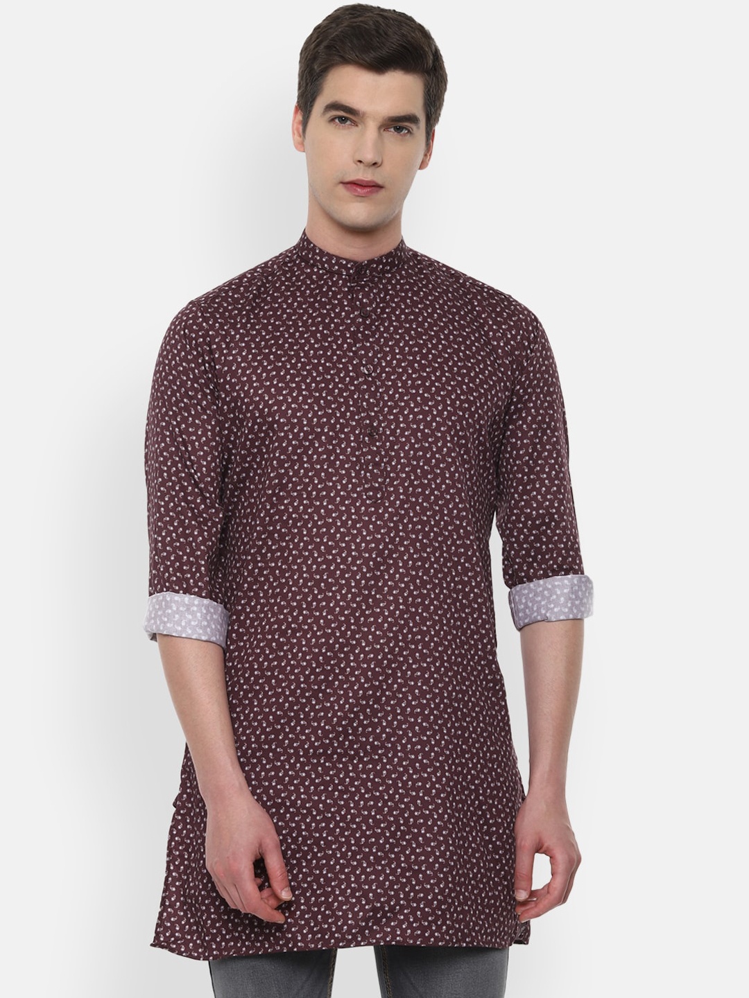

V Dot Men Maroon Slim Fit Printed Cotton Casual Shirt