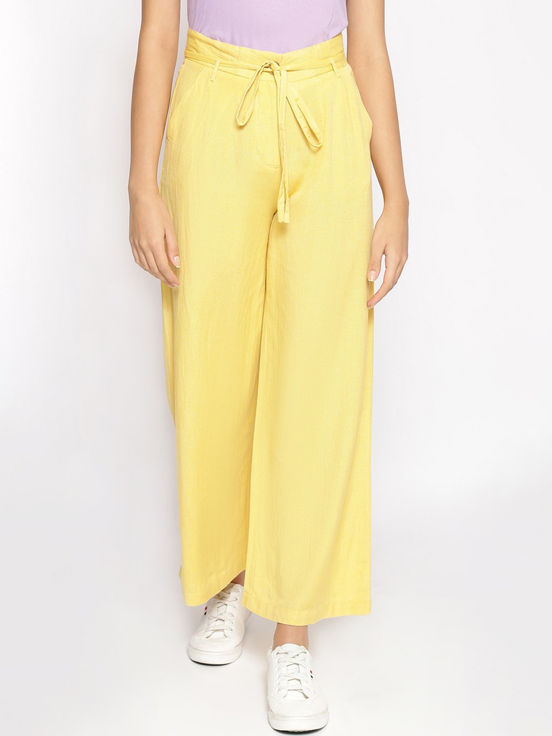 

Oxolloxo Women Yellow Regular Fit Solid Parallel Trousers