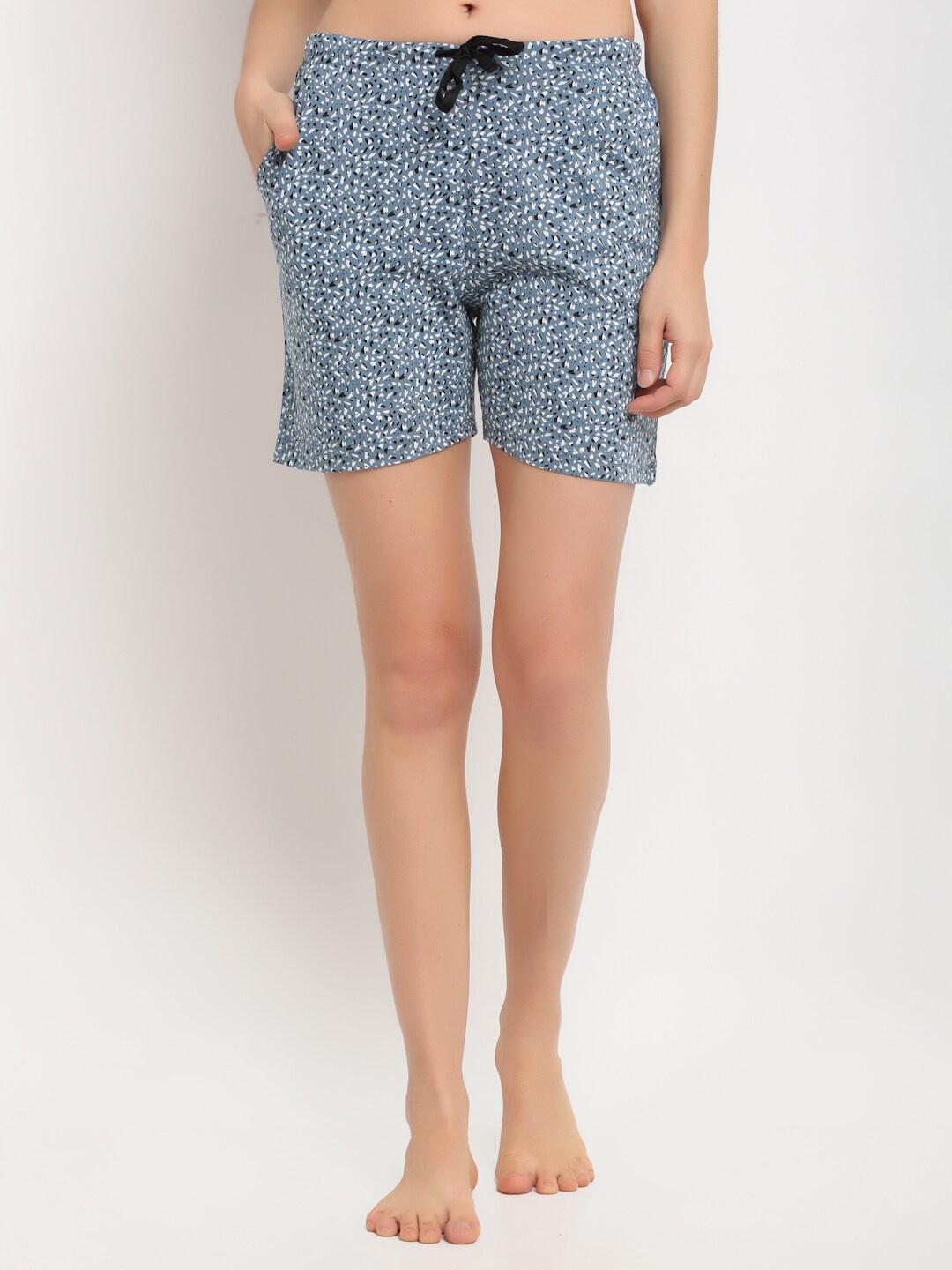 

Kanvin Women Blue & Black Printed Lounge Shorts