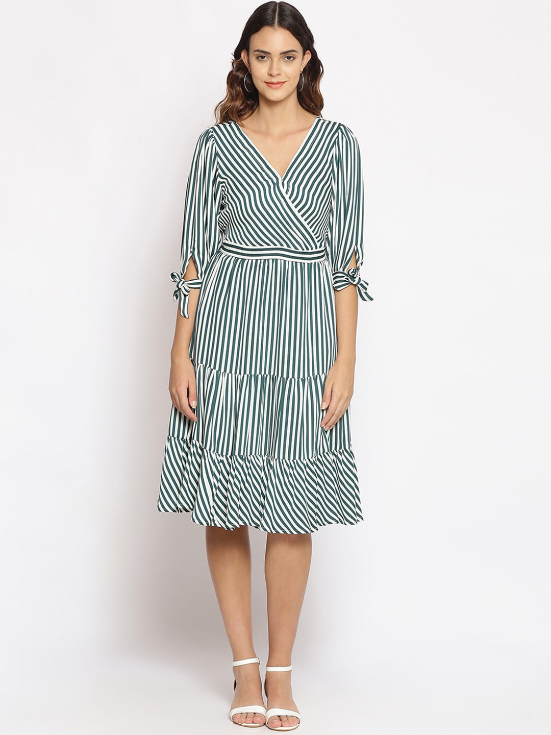 

Oxolloxo Green Striped Satin Dress