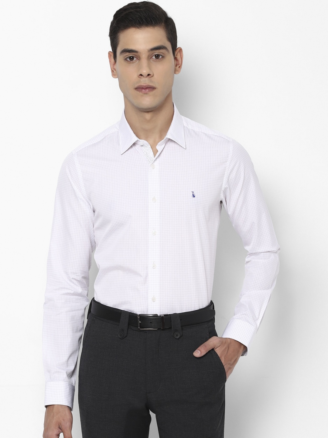 

SIMON CARTER LONDON Men White Slim Fit Checked Casual Shirt