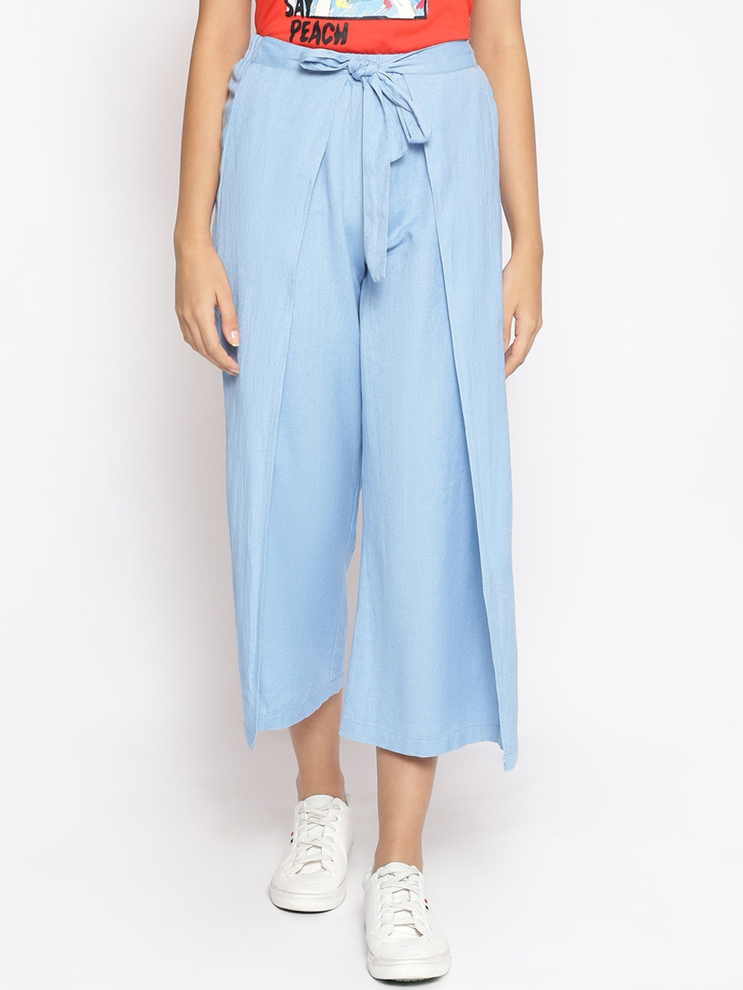 

Oxolloxo Women Blue Regular Fit Solid Culottes