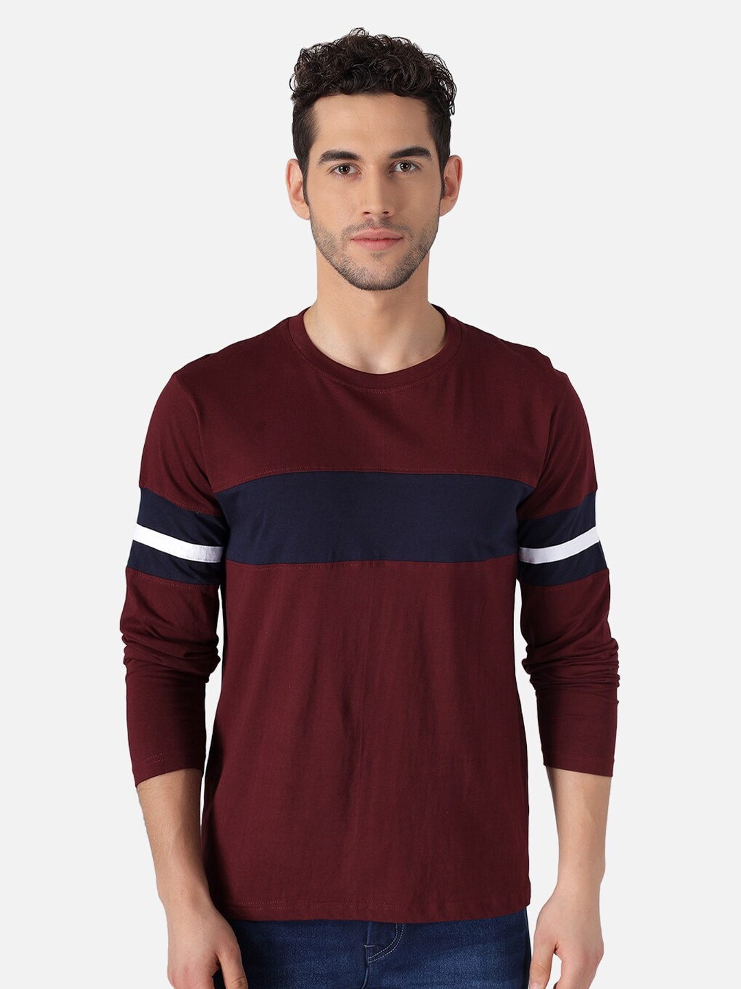 The Dry State Men Multi Colourblocked Round Neck T-shirt