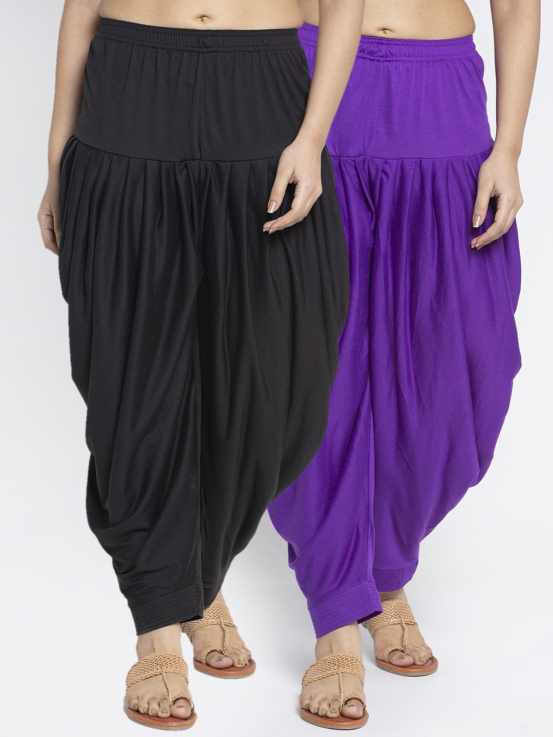 

GRACIT Women Black & Purple Pack Of 2 Solid Salwar