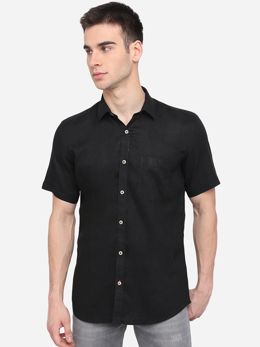 

JADE BLUE Men Black Slim Fit Casual Shirt
