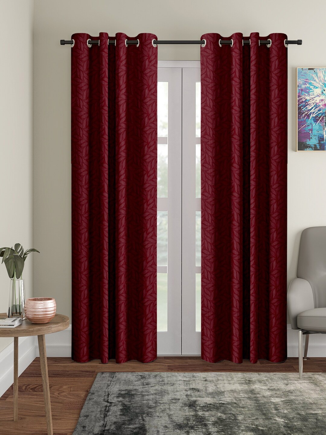 

Cortina Maroon Set of 2 Door Curtains