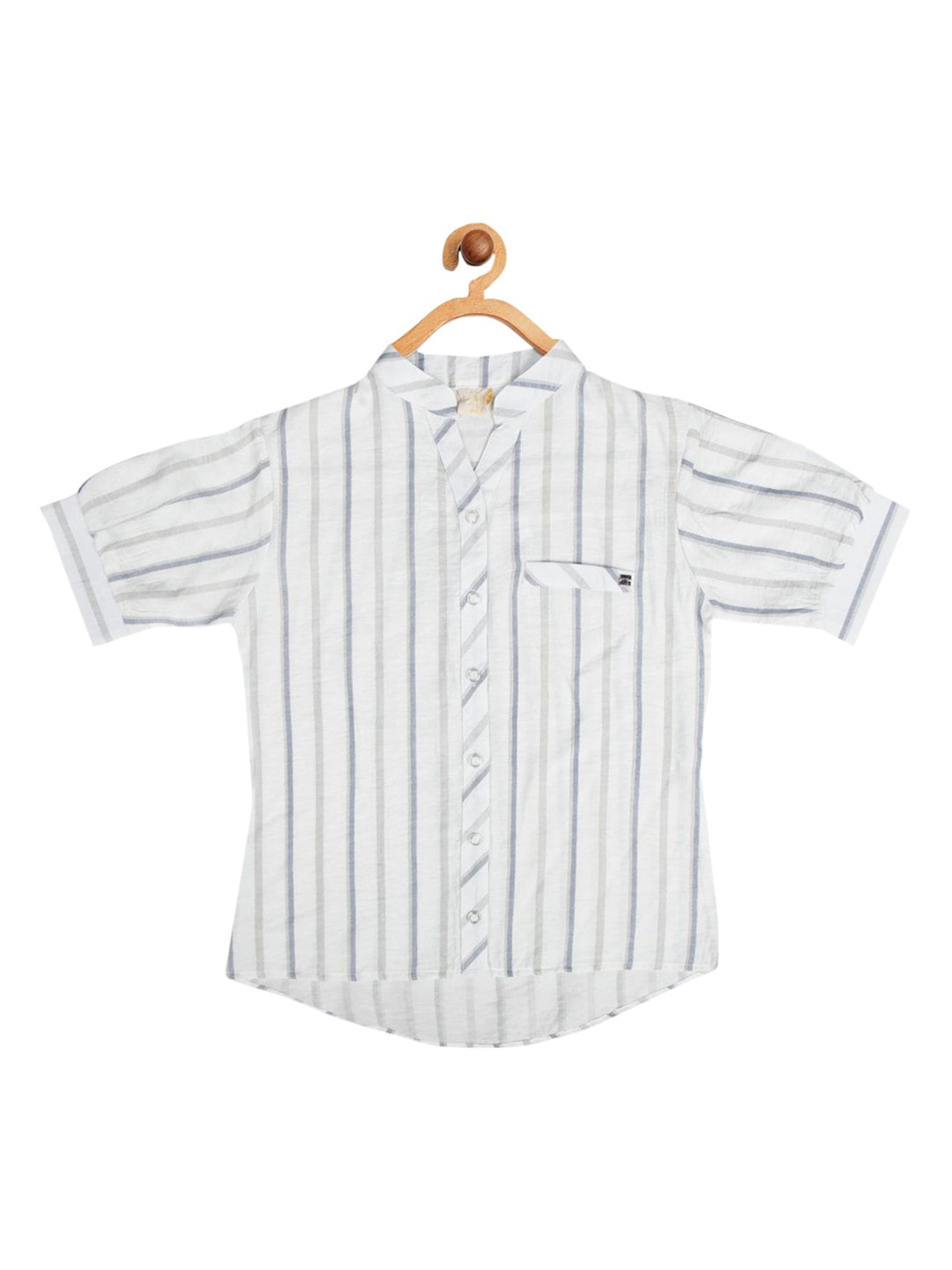 

Tiny Girl Girls Grey Striped Mandarin Collar Shirt Style Top