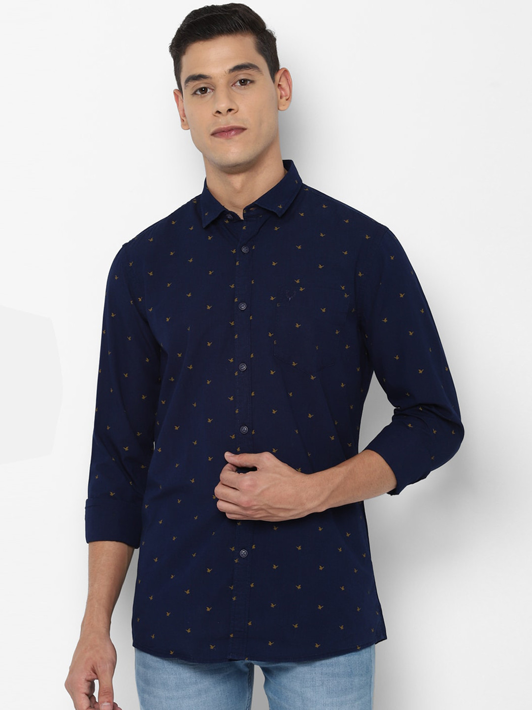 

Allen Solly Sport Men Navy Blue Printed Cotton Casual Shirt