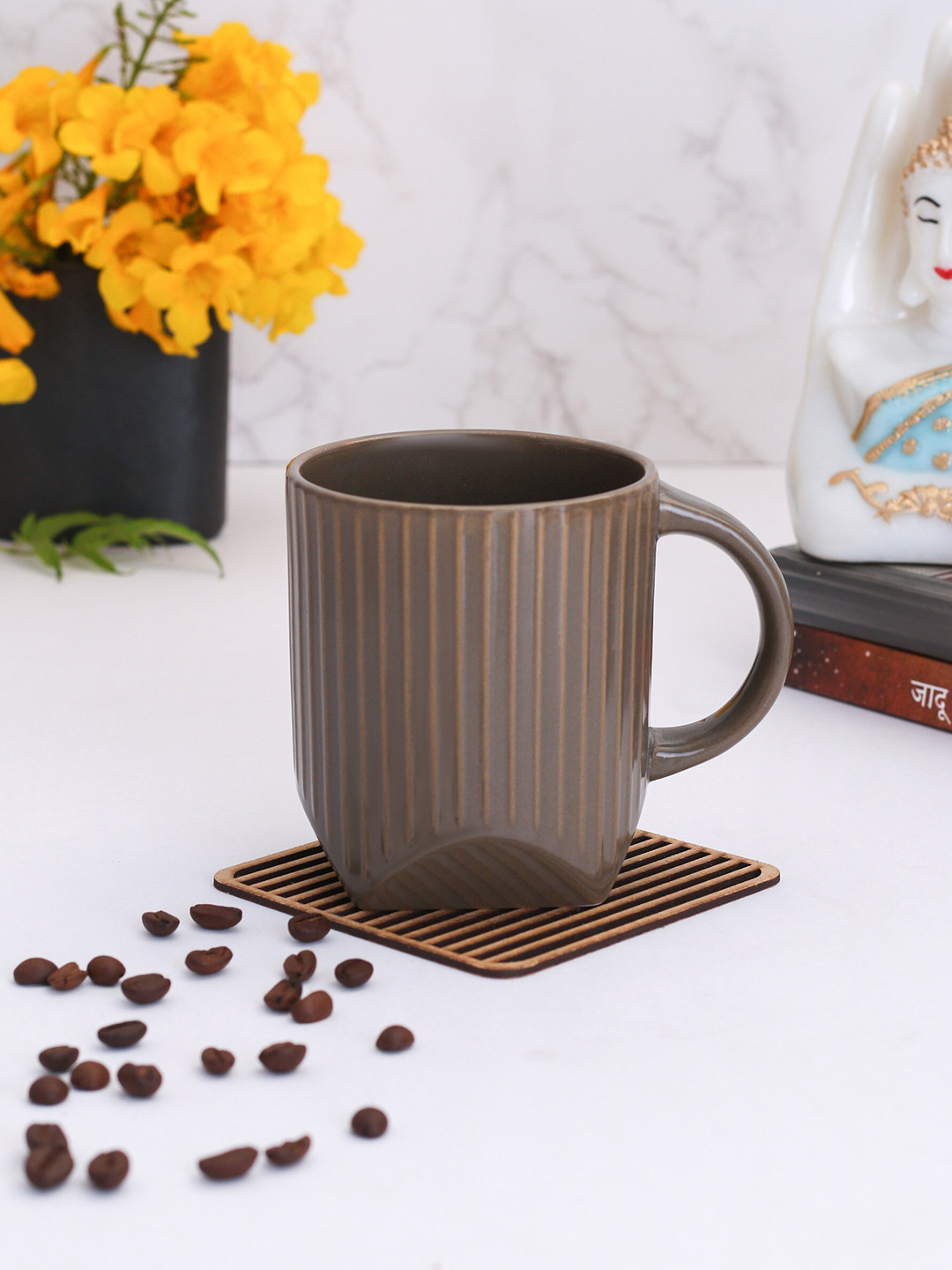 

CLAY CRAFT Brown Set of 2 Textured Ceramic Mugs