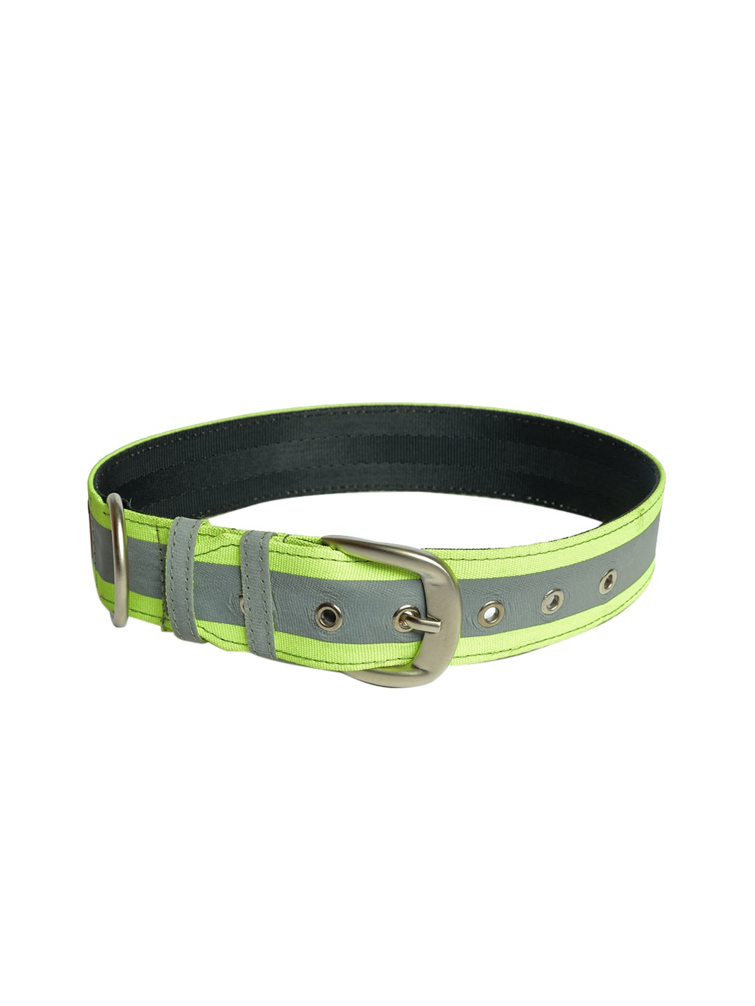 PETWALE Green & Grey Colourblocked Reflective Dog Belt Collar