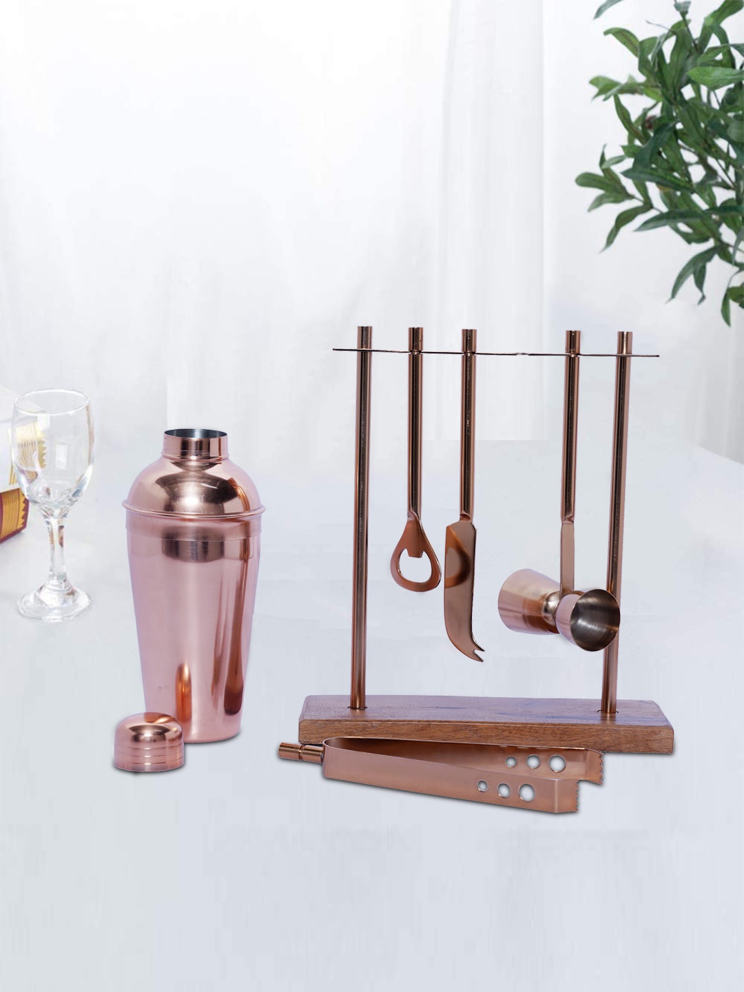 

nestroots Copper-Toned Stainless Steel Bar Accessories