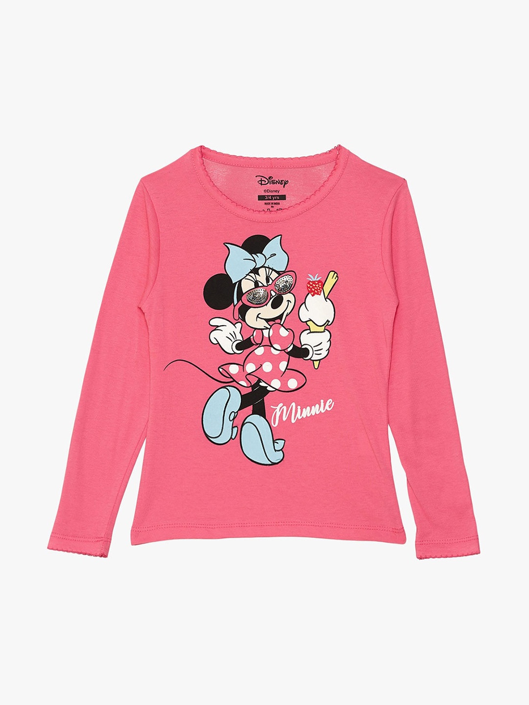 

Kids Ville Girls Pink Mickey Friends Printed Pure Cotton T-shirt