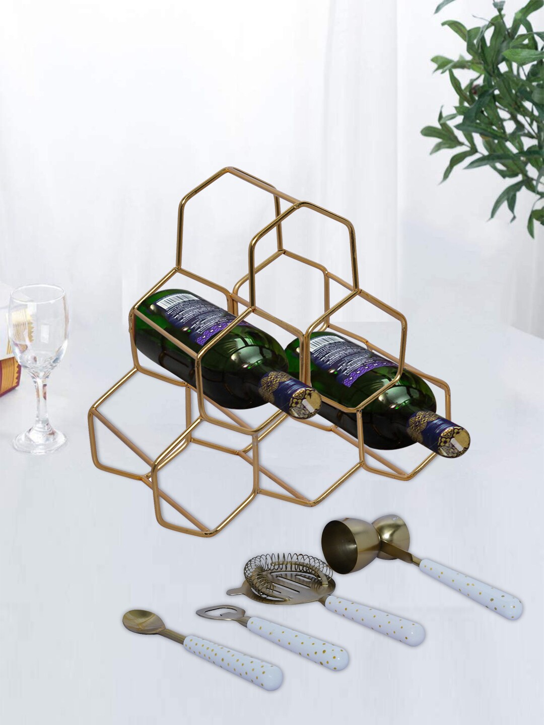 

nestroots Gold-Toned & White Solid Stainless Steel Bar Accessories