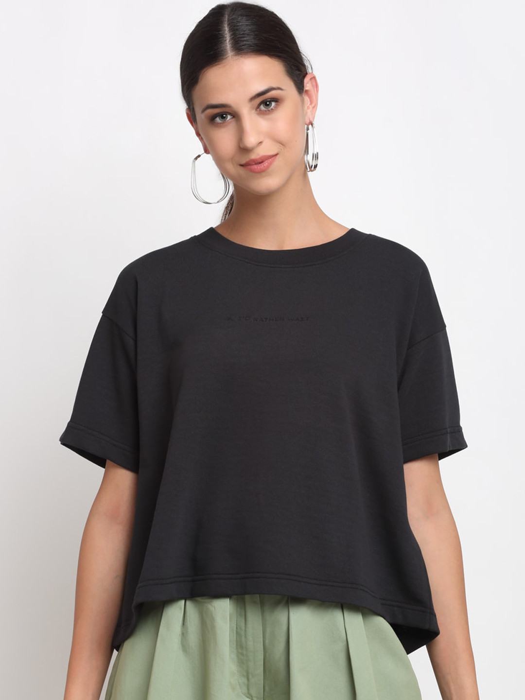 

Bhaane Black Boxy Top