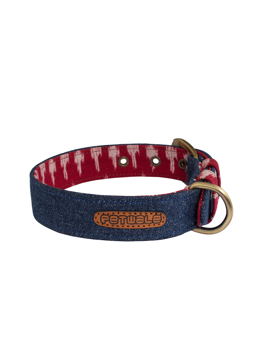 

PETWALE Blue & Maroon Denim Dog Belt Collar