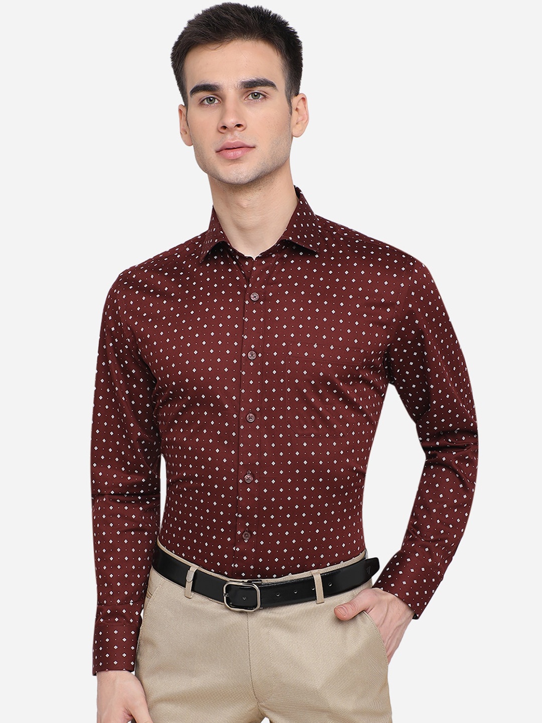 

JADE BLUE Men Brown Regular Fit Printed Casual Shirt