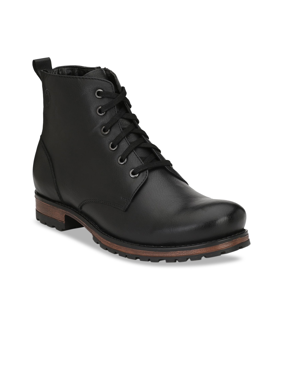 

Delize Men Black Flat Derby Boots