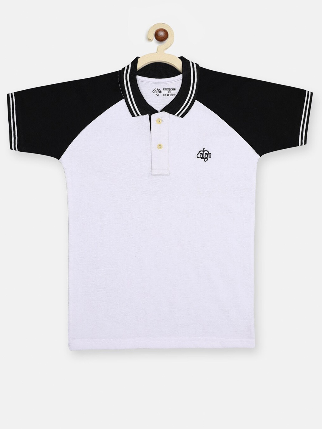 CHIMPRALA Boys Black Polo Collar T-shirt