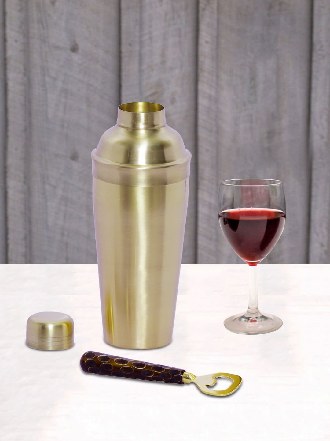 

nestroots Set Of 2 Gold-Toned & Brown Solid Bar Accessories