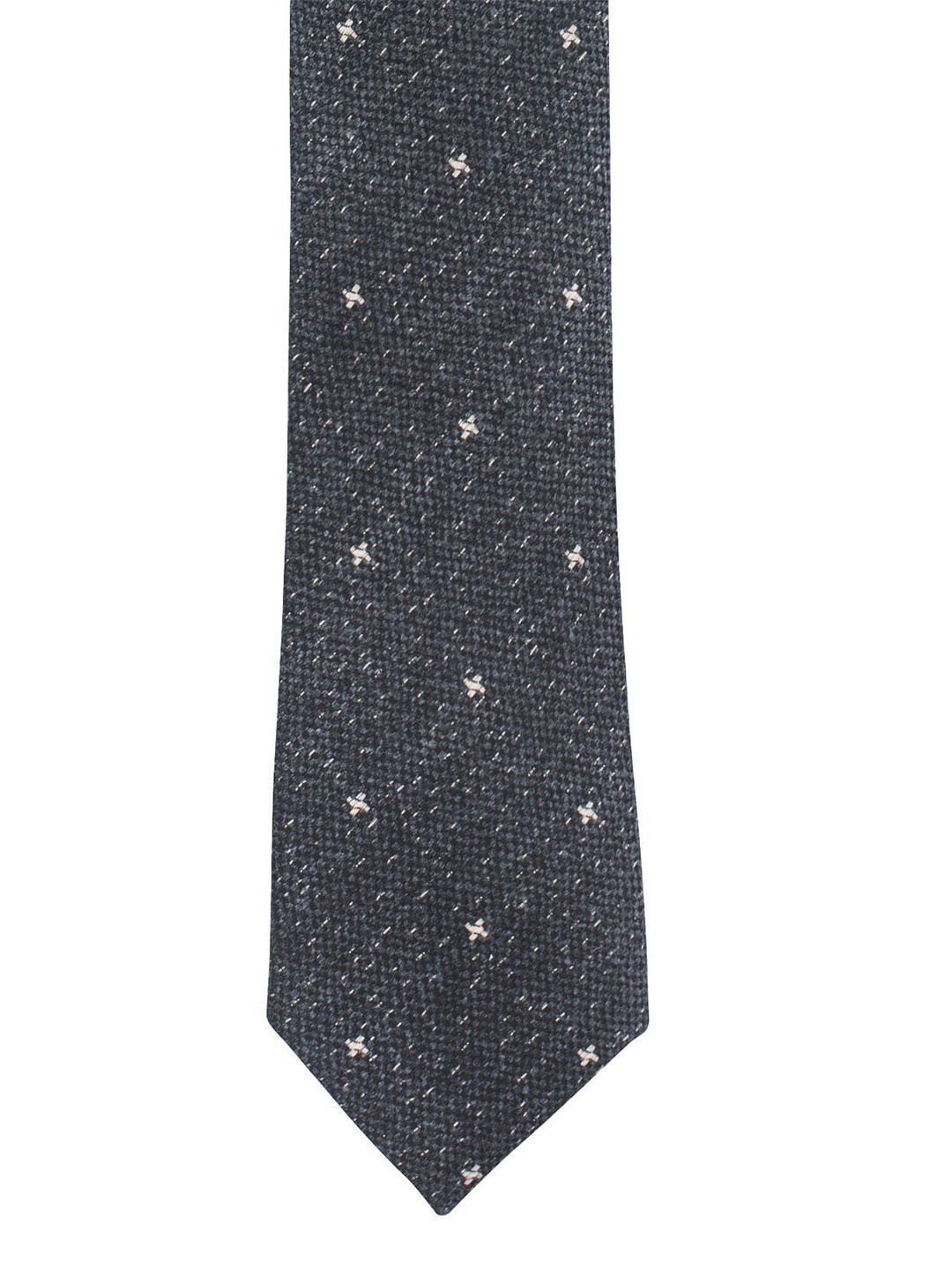 

The Tie Hub Men Grey & White Woven Design Skinny Tie