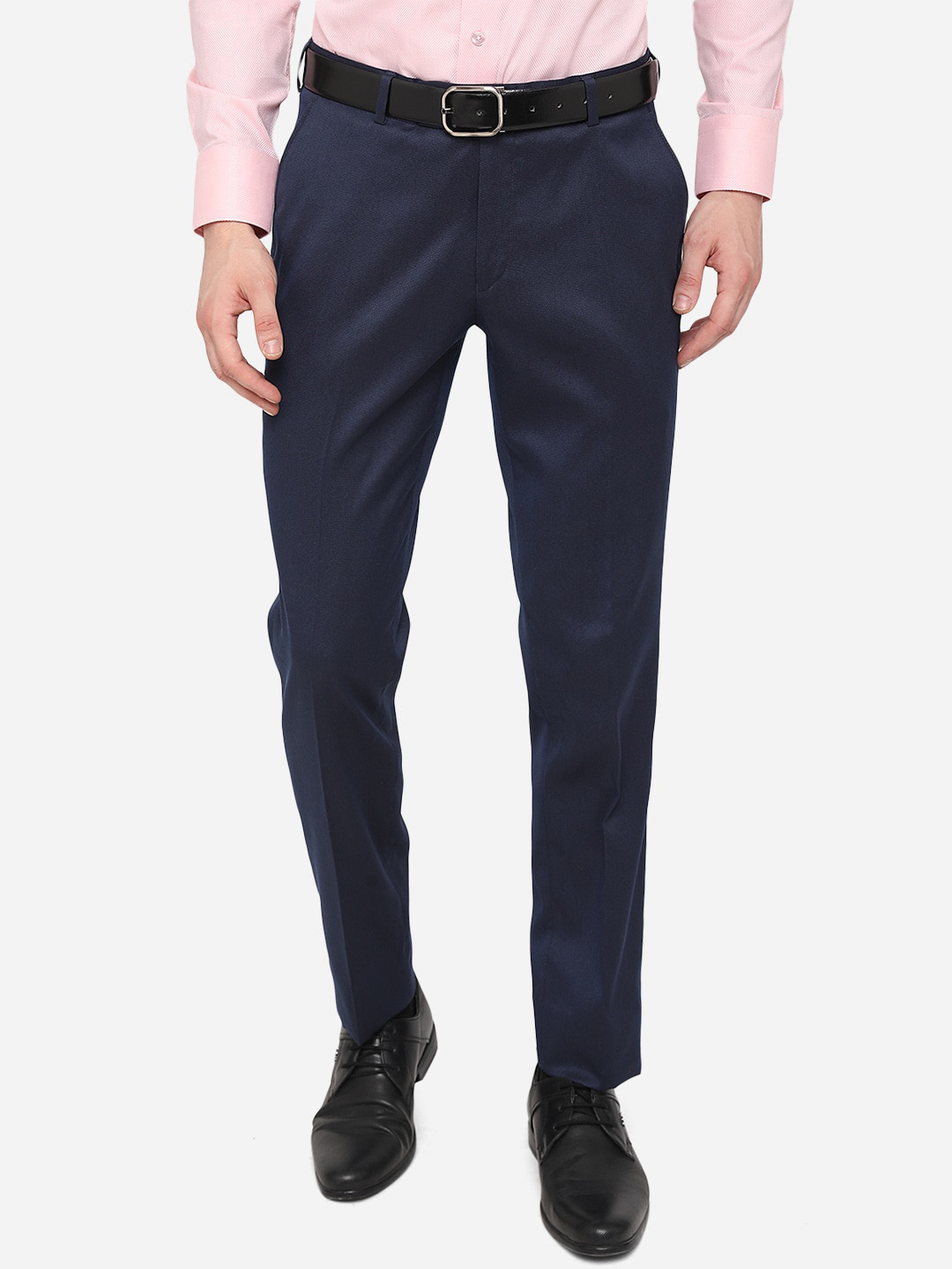 

Greenfibre Men Navy Blue Solid Slim Fit Formal Trouser