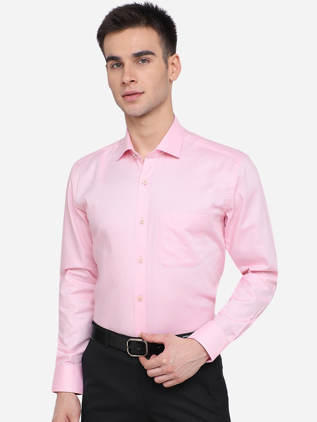 

JADE BLUE Men Pink Regular Fit Solid Casual Shirt