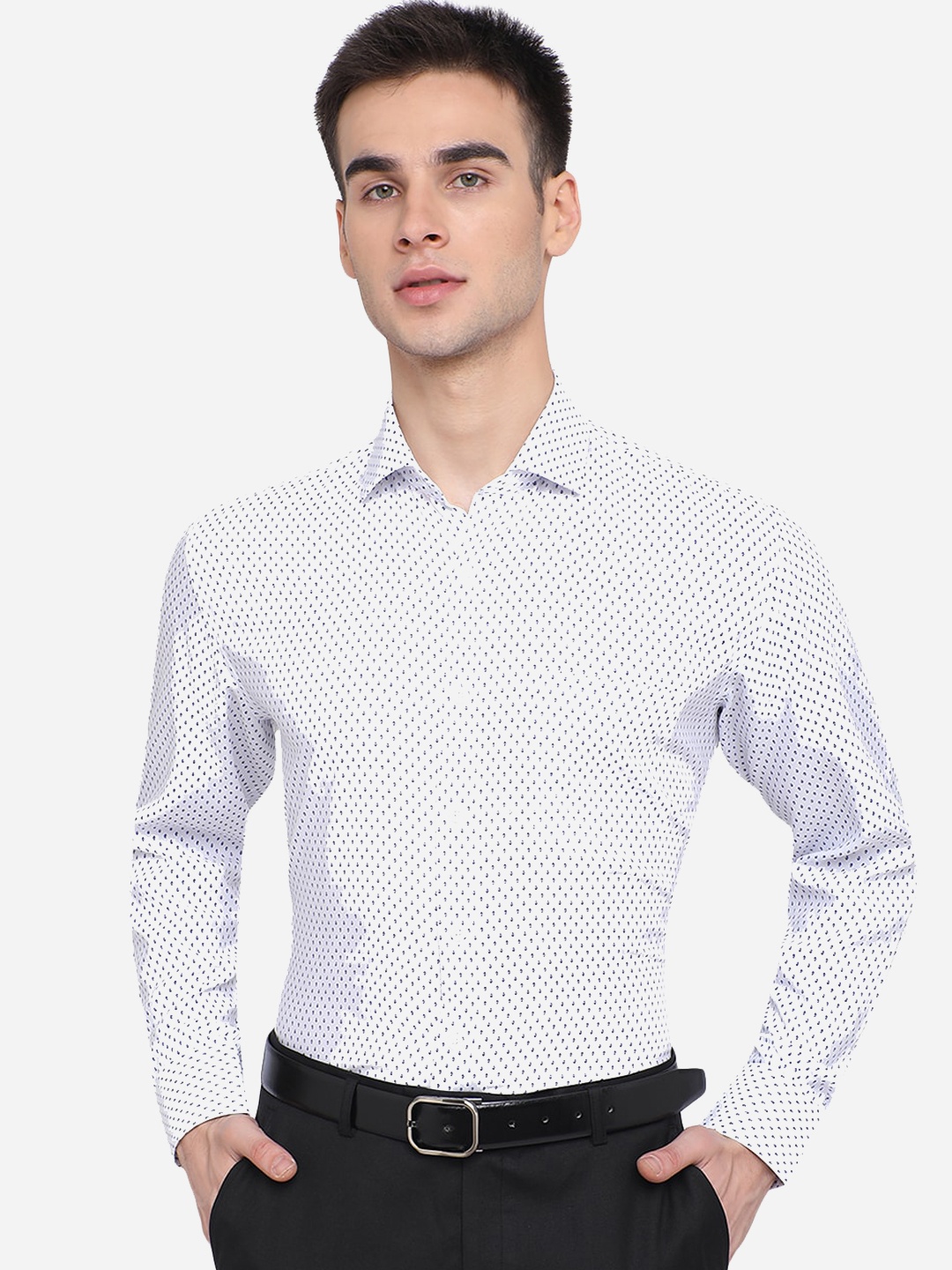

JADE BLUE Men White Printed Casual Shirt