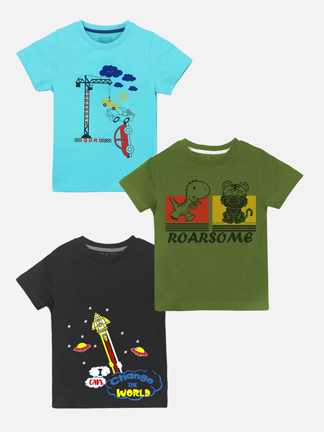 

ughty ninos Boys Multi 3 Printed Applique T-shirt