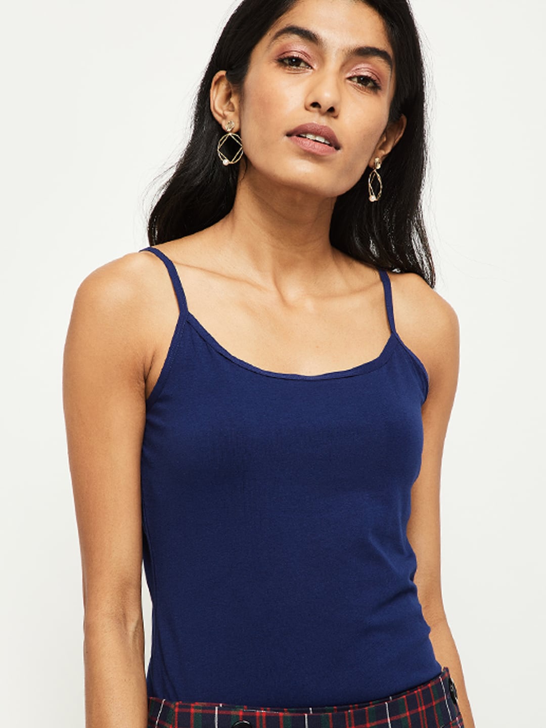 

max Solid Knitted Camisole, Blue