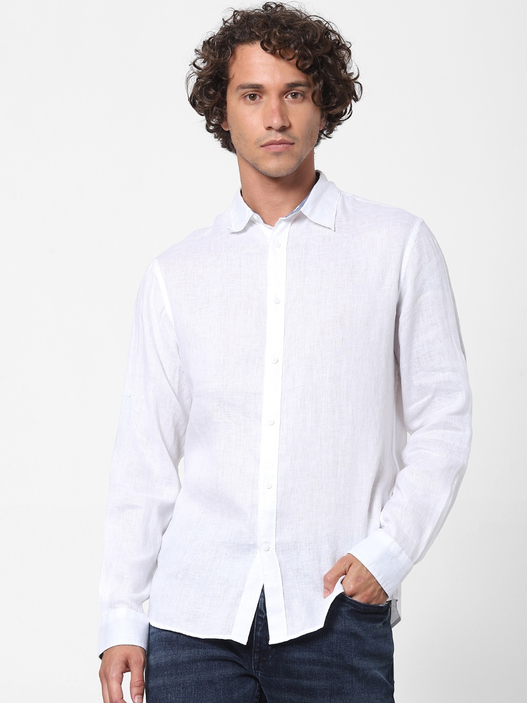 

Celio Men White Casual Linen Shirt