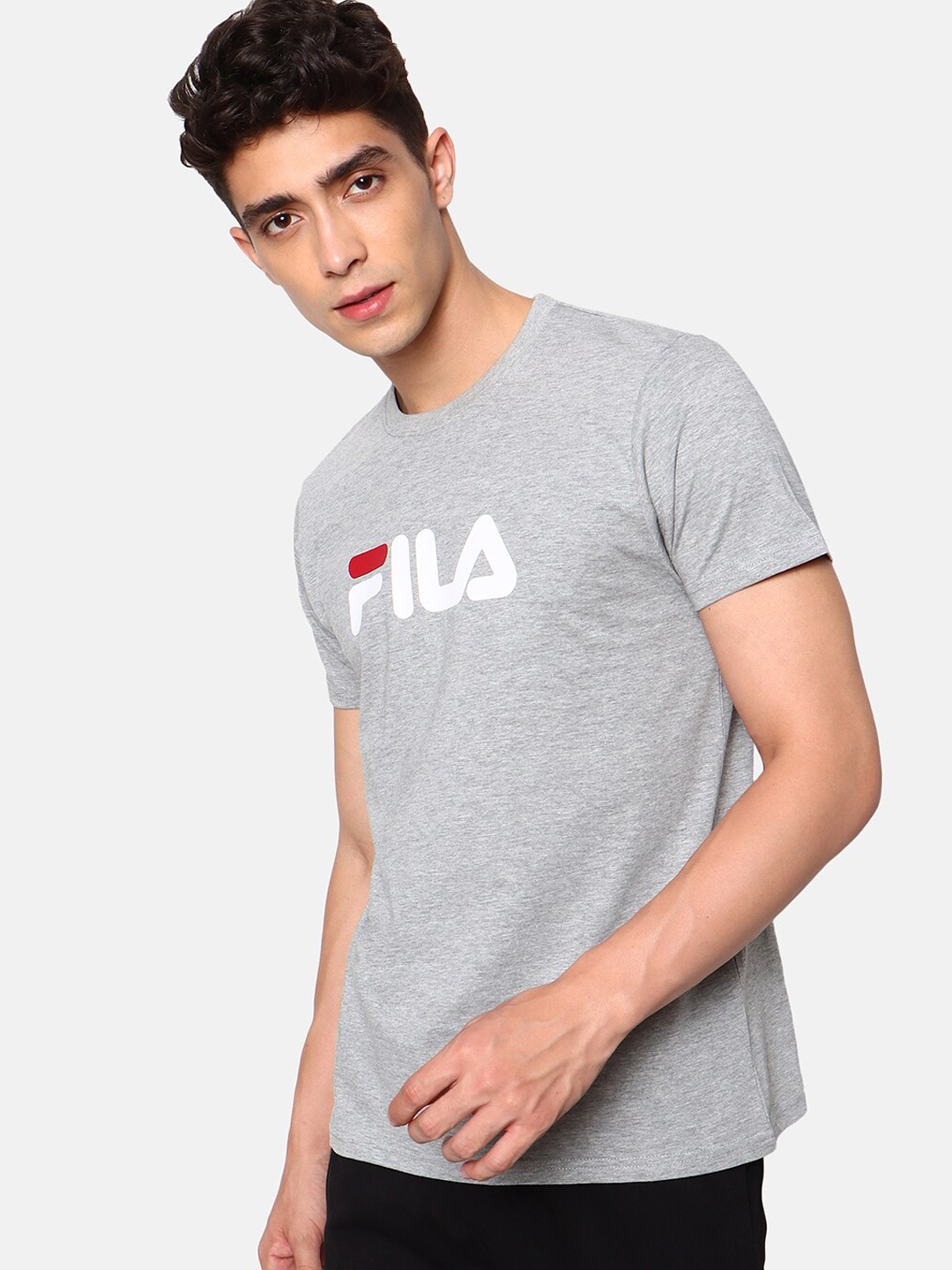 

FILA Men Grey Typography Applique T-shirt
