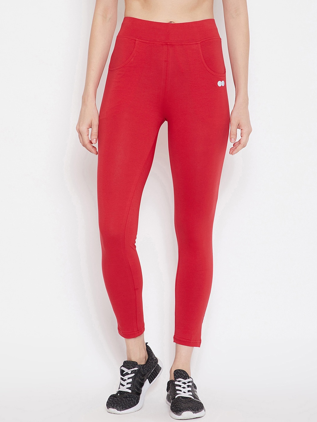 

Clovia Women Red Solid Snug-Fit Cotton Tights