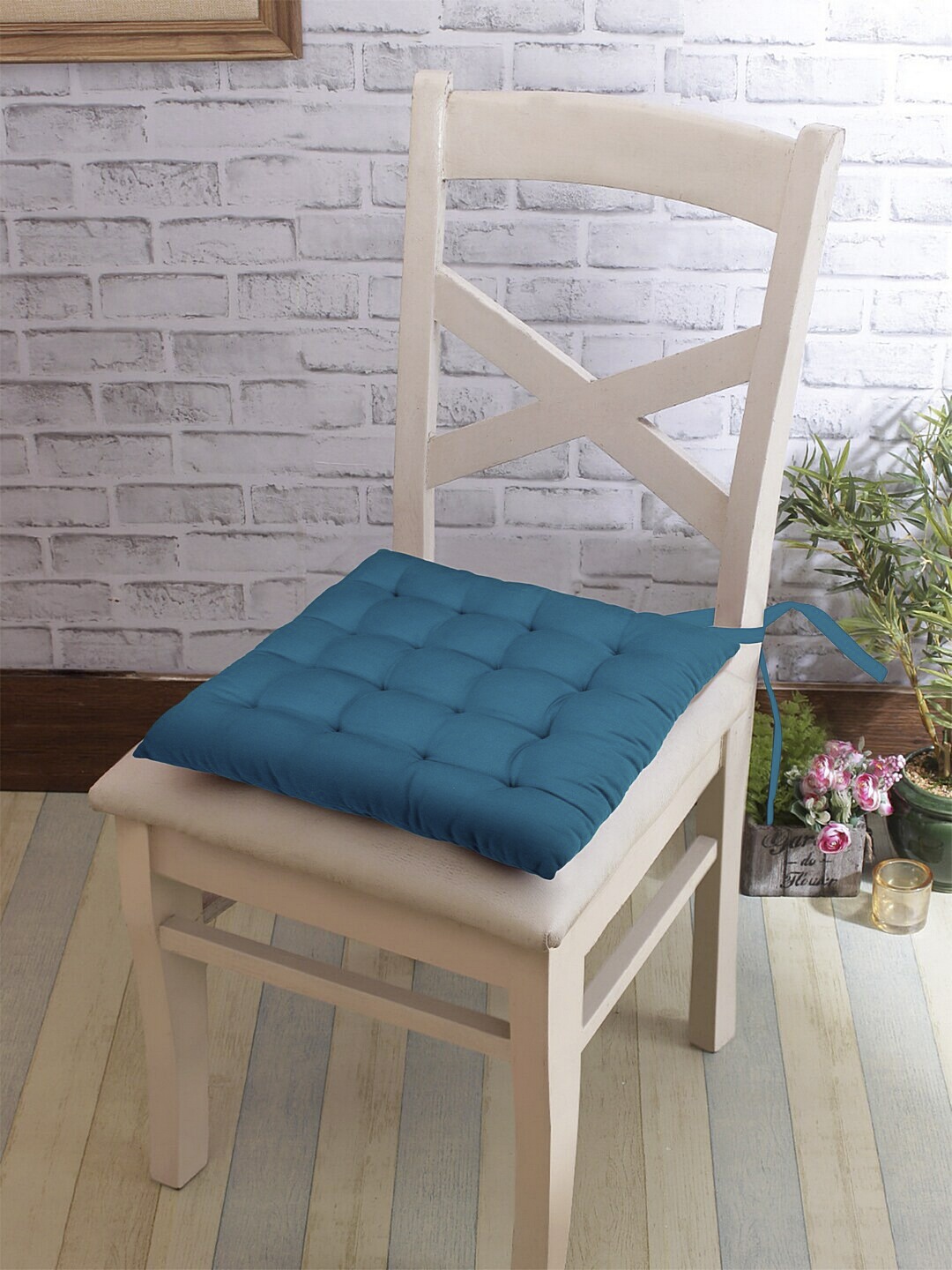 

BLANC9 Blue Solid Cotton General Support Chair Pads