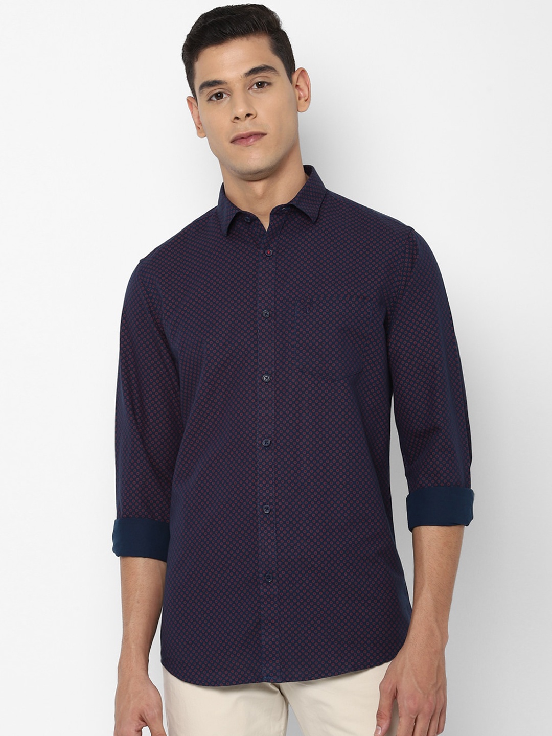 

Allen Solly Men Navy Blue Slim Fit Floral Printed Casual Shirt