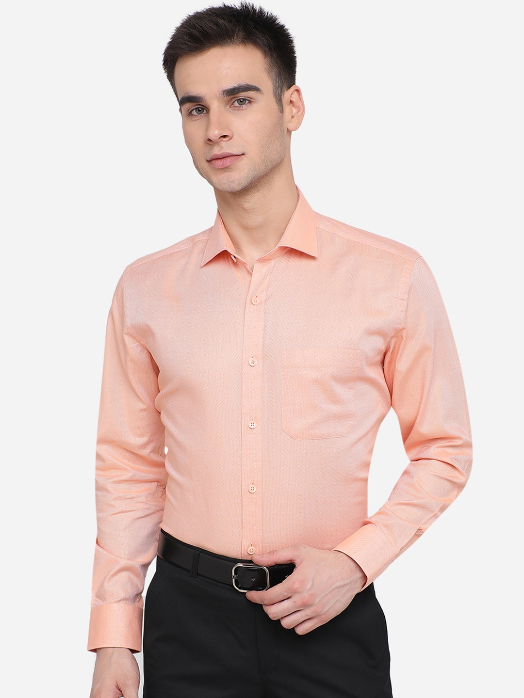 

JADE BLUE Men Orange Pure Cotton Casual Shirt