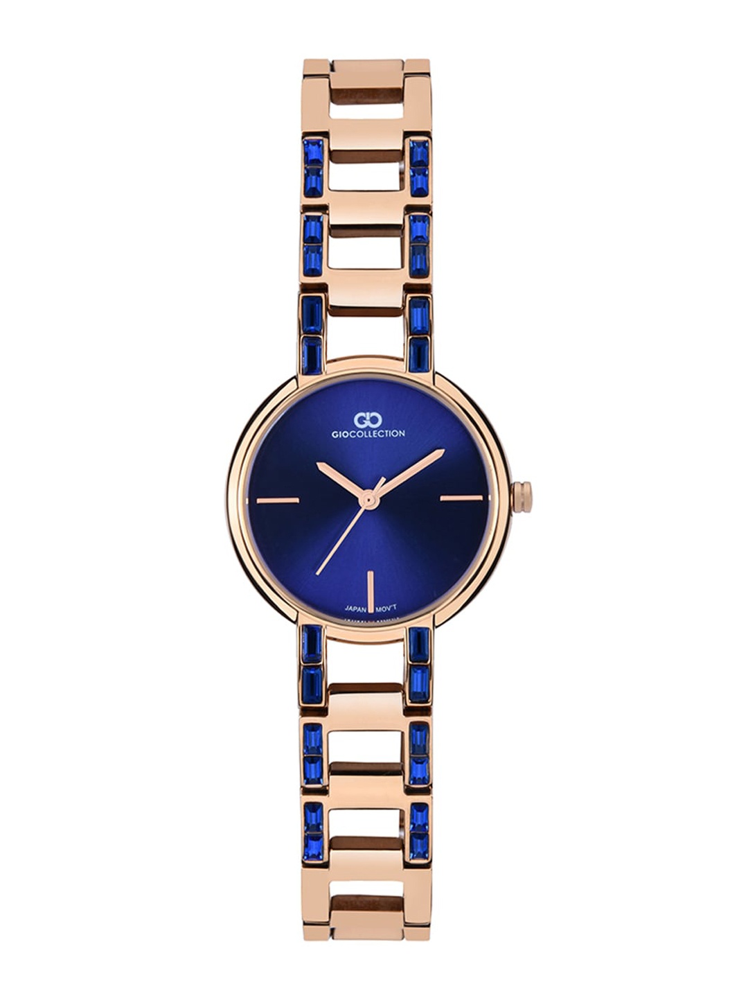 

GIO COLLECTION Women Blue Dial & Rose Gold Toned Stainless Steel Analogue Watch G3048-44
