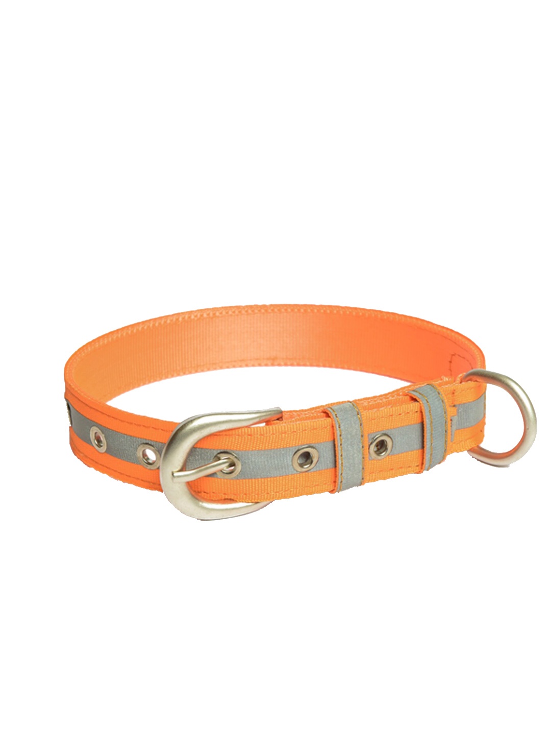 

PETWALE Orange & Grey Colourblocked Reflective Dog Belt Collar