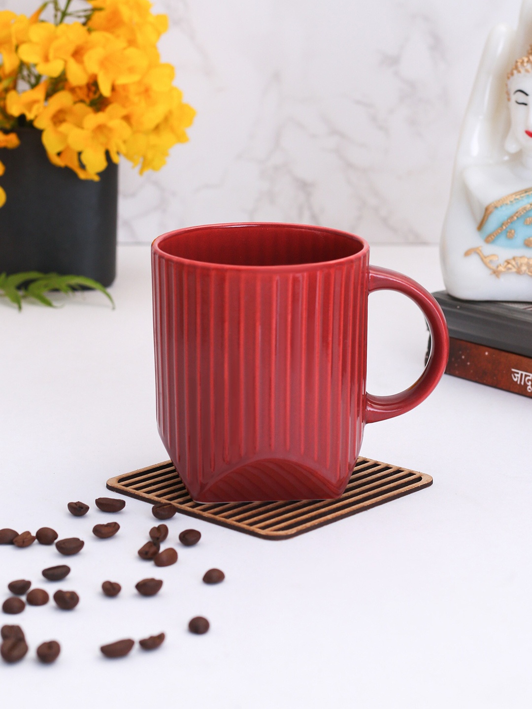 

CLAY CRAFT Set Of 2 Red Textured Ceramic Mug