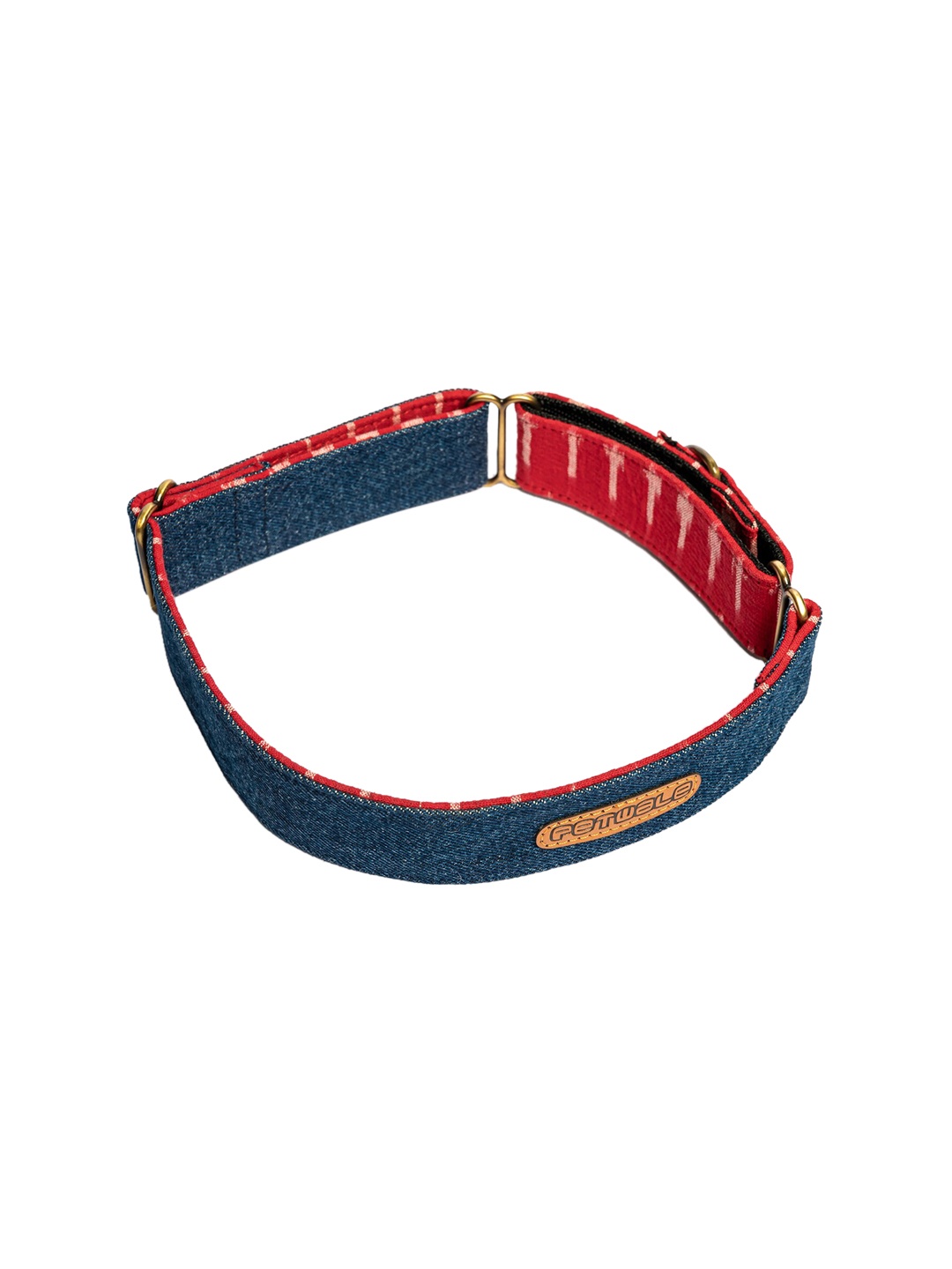 

PETWALE Blue & Red Colourblocked Denim Dog Belt Collar