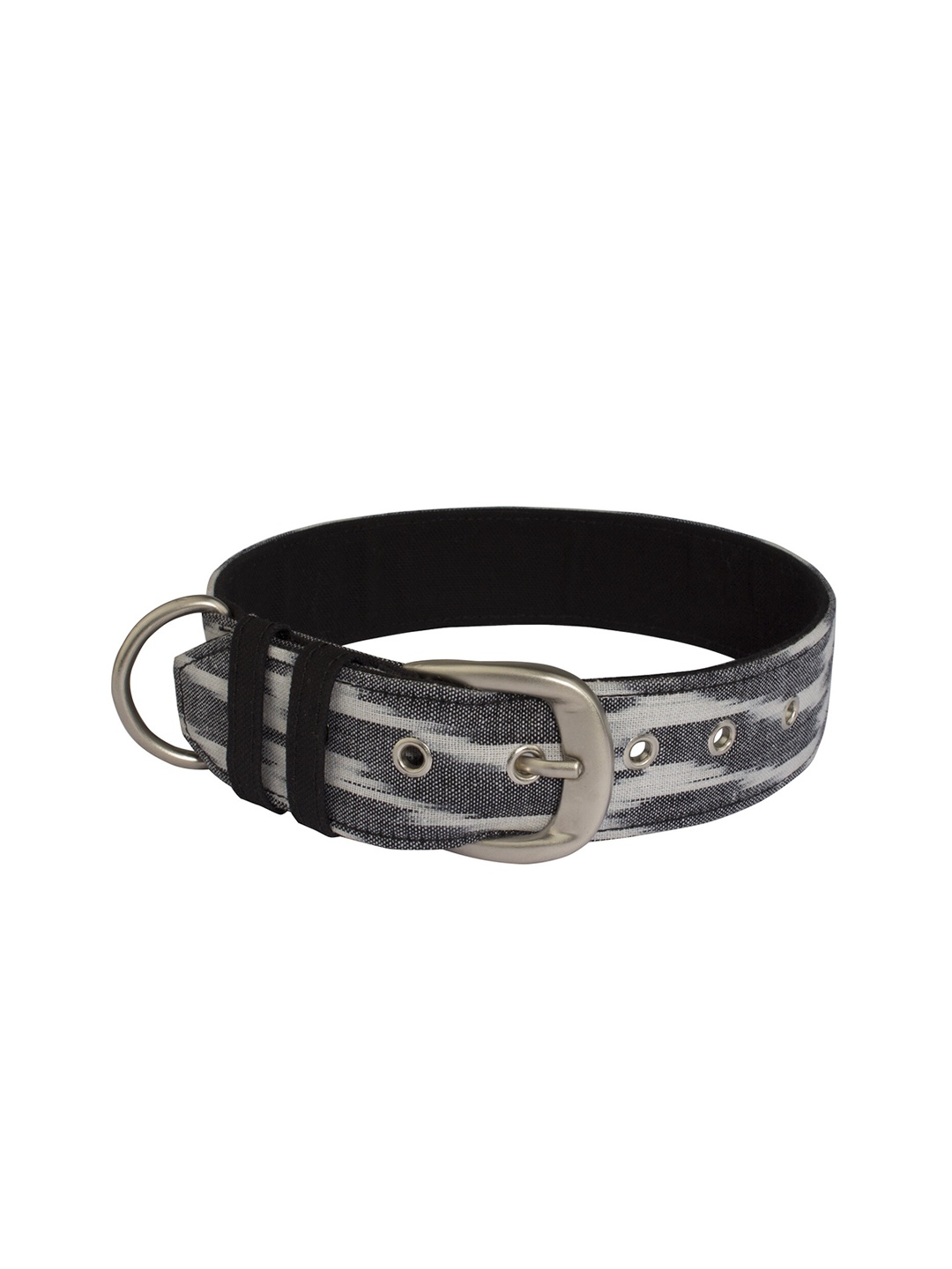

PETWALE Black & White Ikat Printed Denim Dog Belt Collar