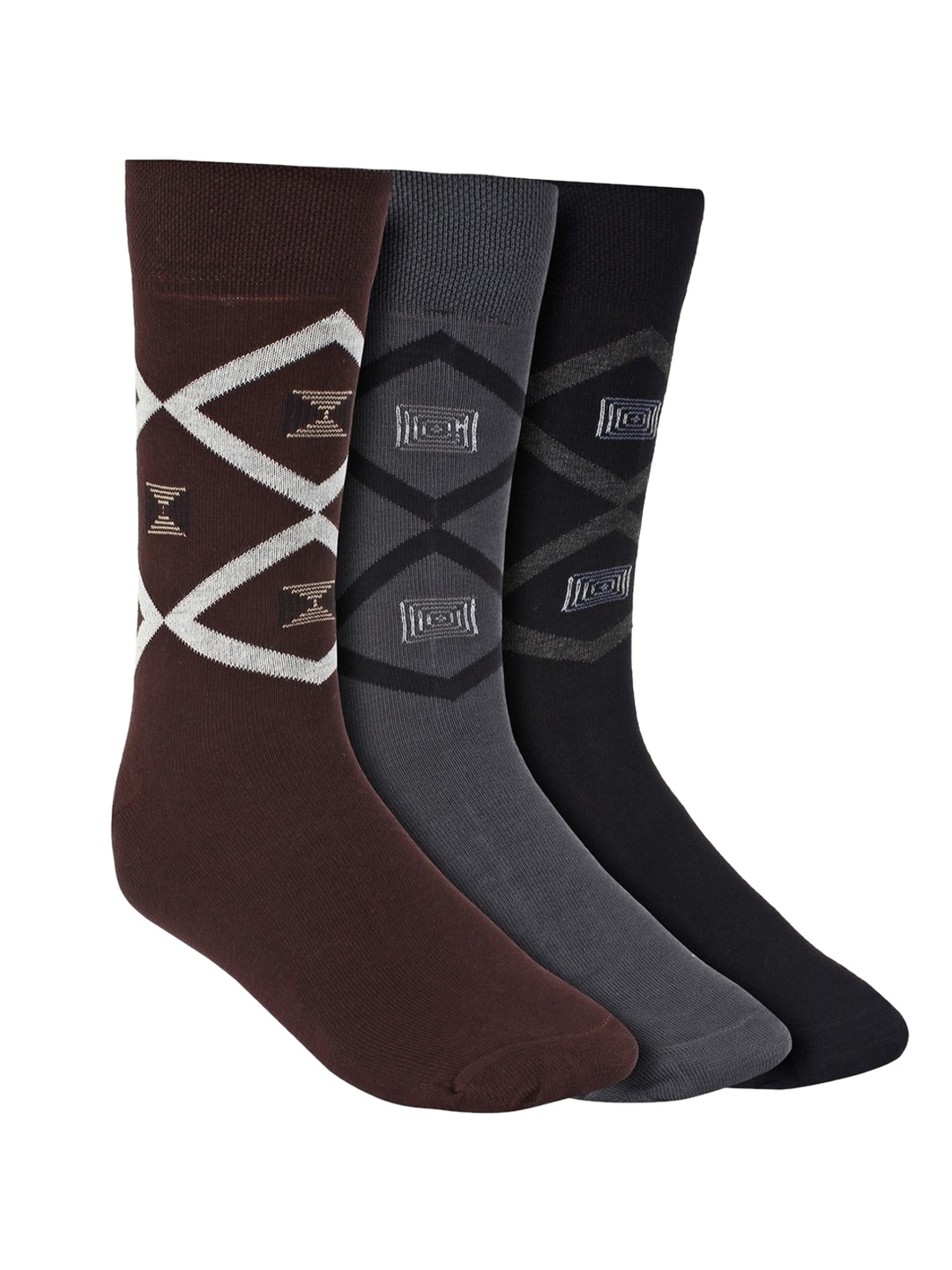 

Creature Men Pack Of 3 Combed Cotton Calf-Length Socks, Grey